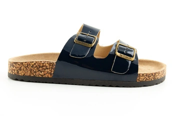 Klapki damskie LEE COOPER lakierowane granatowe profilowane