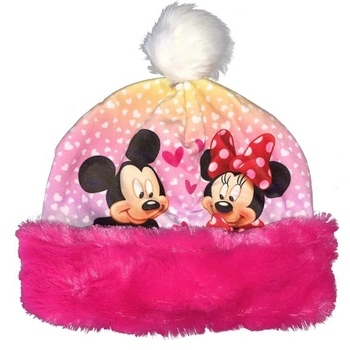 Czapka dla dziewczynki Disney Myszka Minnie zimowa z róźowym futerkiem