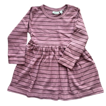 Sukienka dziewczęca Name It z długim rękawem w paski różowa