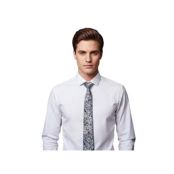 Krawat męski Calvin Klein czarno-biały jedwabny wzorzysty