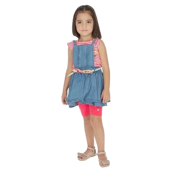 Spódniczka dziewczęca Mayoral Denim jeansowa na szelkach r. 110