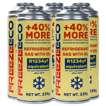 Zestaw FreezeEco 5x zamiennik R1234yf 2 w 1 czynnik do klimatyzacji z olejem i uszczelniaczem