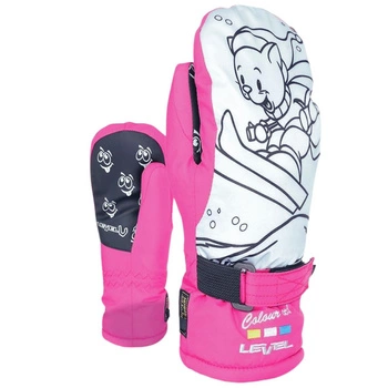 Rękawice narciarskie Level Pop-Art zimowe dziecięce do kolorowania różowe