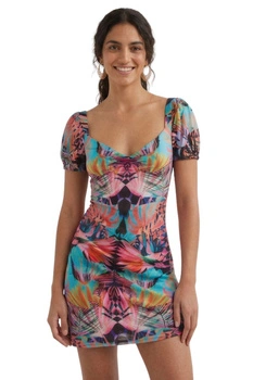 Sukienka damska Desigual Altaira krótka z nadrukiem tropikalnym