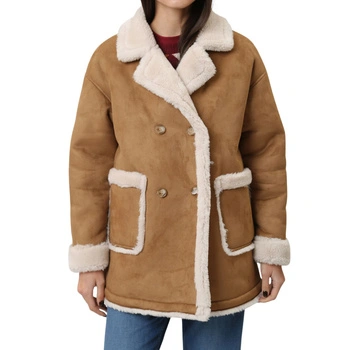 Płaszcz damski Pepe Jeans Rosa kożuszek brązowy