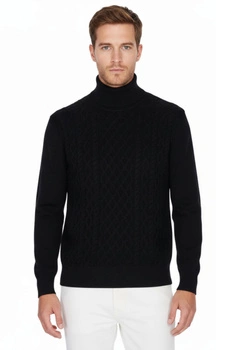 Sweter męski C&JO golf czarny ze splotem