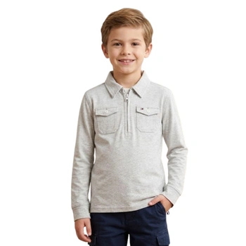 Koszulka chłopięca Tommy Hilfiger Polo bluzka szara bawełniana