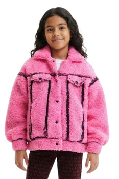 Kurtka dziewczęca Desigual Eris różowa baranek