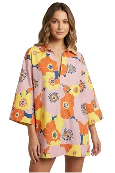 Koszula damska Zara tunika w kwiaty retro oversize