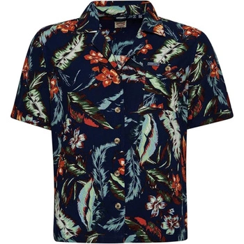 Koszula damska SuperDry Vintage Resort krótki rękaw granatowa z nadrukiem r. XS