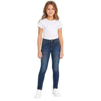 Spodnie dziewczęce Tommy Hilfiger jeansowe rurki granatowe r. 128
