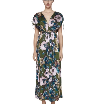 Kombinezon damski Zara Floral Print zielony letni z wycięciami