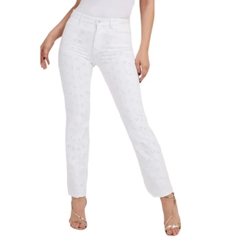 Spodnie damskie Guess 1981 Straight jeansowe ażurowe