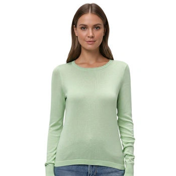 Sweter damski Vero Moda Linnea O-Neck Scallop zielony cienki