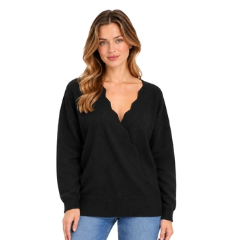 Sweter damski Rodier kopertowy czarny r. XL