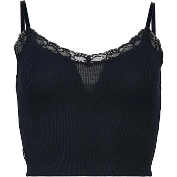 Koszulka damska Superdry Vintage Rib Lave Top czarny na ramiączkach