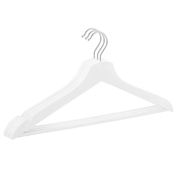 Wieszak drewniany lakierowany Springos zestaw 3 sztuki biały