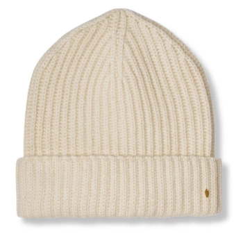 Czapka damska DelicateLove Sina Rib Beanie kaszmirowa zimowa ecru