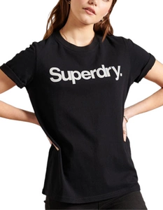 Koszulka damska Superdry Logo klasyczna czarna r. S