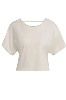 Koszulka damska Adidas Studio Backless sportowa ecru