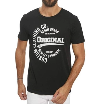 Koszulka męska Tom Tailor Nos T-shirt With Print z napisami czarna