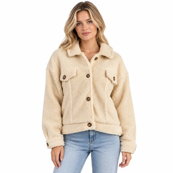 Kurtka damska Gold&Silver Sherpa jesienna kremowa r. M