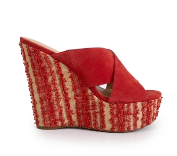 Buty damskie Guess Teisha klapki na koturnie czerwoneskórzane r. 41