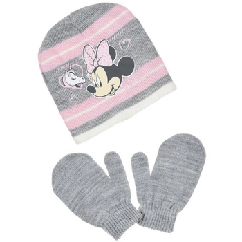 Komplet czapka rękawiczki Disney Myszka Minnie zimowa szary dla dziewczynki