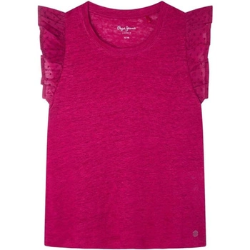 Bluzka dziewczęca Pepe Jeans Itzel różowa z falbankami