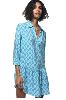 Sukienka damska Zara niebieska krótka z falbanką