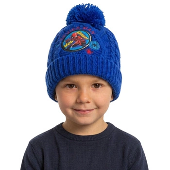 Czapka dziecięca Marvel Spiderman dla chłopca zimowa z pomponem niebieska r. 52