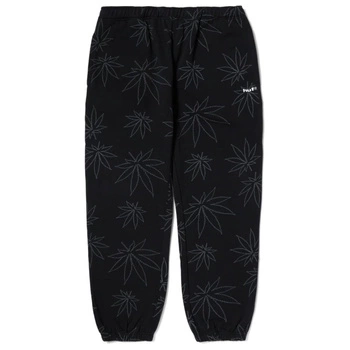 Spodnie męskie HUF Plantlife Fleece dresowe bawełniane czarne