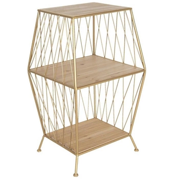 Szafka Clayre & Eef metalowa złota z drewnianymi półkami