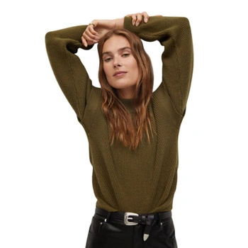 Sweter damski Mango khaki klasyczny r. L