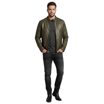 Kurtka męska skórzana Giorgio Di Mare khaki skóra naturalna pilotka