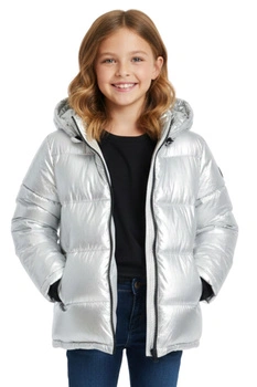 Kurtka dziewczęca Desigual Silver zimowa ocieplana metaliczna