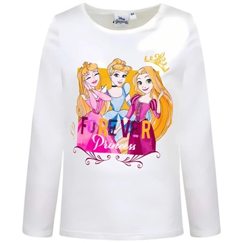 Koszulka dziewczęca Disney Princess z długim rękawem bawełniana ecru