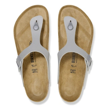 Klapki męskie Birkenstock Gizeh japonki skórzane szare