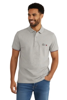 Koszulka męska Tommy Hilfiger Mercedes Polo bawełniana szara